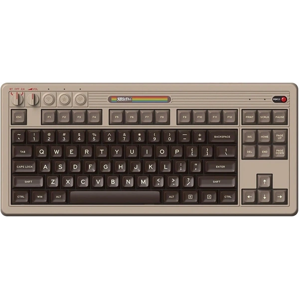 8BitDo Retro 87, Mechanikus, Kailh Box, C64 Edition, vezeték nélküli billentyűzet