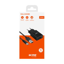 ACME CH212 2,4A univerzális USB hálózati töltő + Type-C kábel