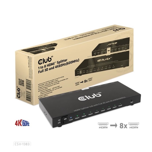 ADA Club3D HDMI 2.0 UHD Splitter 8 ports