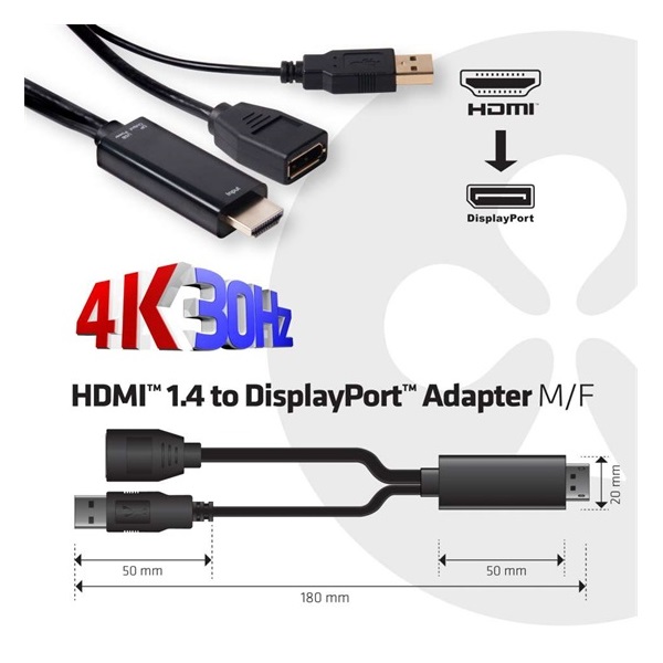 Club3D HDMI to DisplayPort Adapter Male/Female