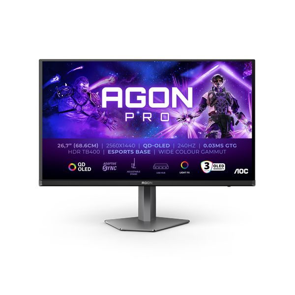 AOC 27" AG276QZD2 QHD OLED 240Hz HDMI/DP/USB gamer monitor