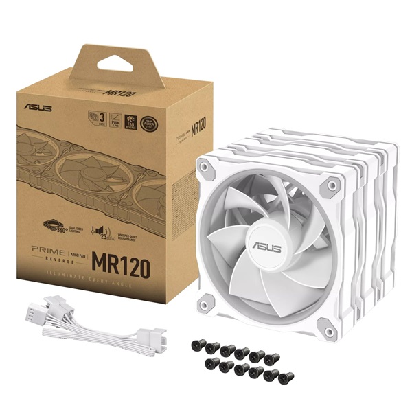 ASUS PRIME MR120 FAN ARGB REVERSE fehér 3IN1 ventilátor