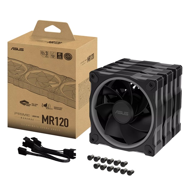 ASUS PRIME MR120 FAN ARGB REVERSE fekete 3IN1 ventilátor