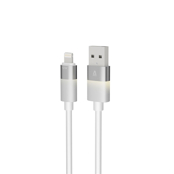 AVAX CB310 GLOWY 1m USB-A - Lightning fehér töltőkábel