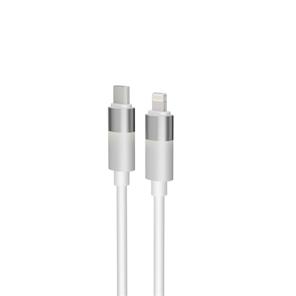 AVAX CB315 GLOWY 2m 27W USB-C - Lightning fehér gyorstöltő kábel