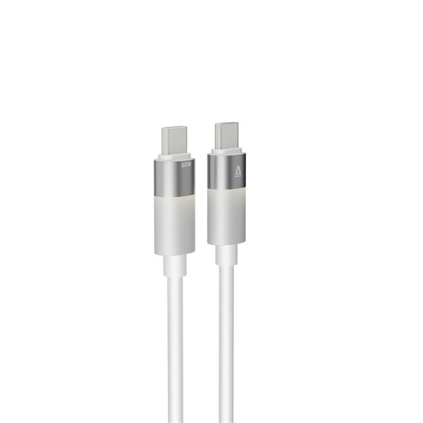 AVAX CB317 GLOWY 2m 60W USB-C fehér gyorstöltő kábel