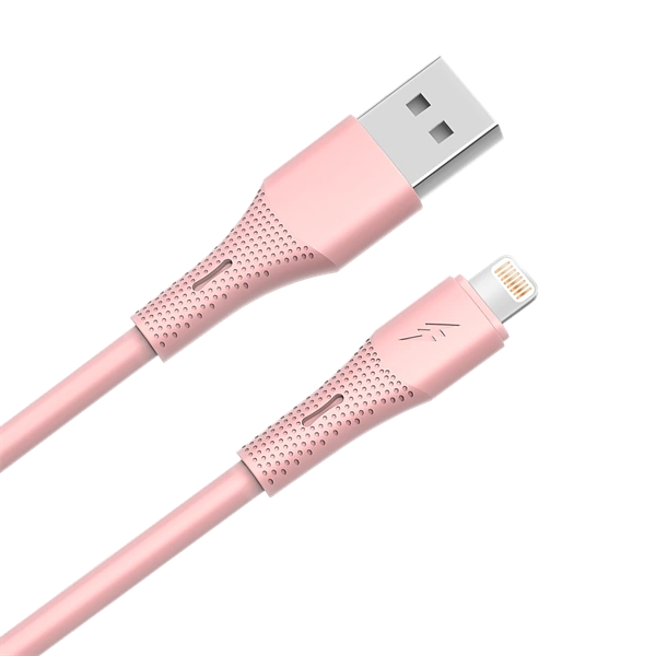 AVAX CB3306 USB-A – Lightning szilikon töltőkábel, 1.5 m, rózsaszín