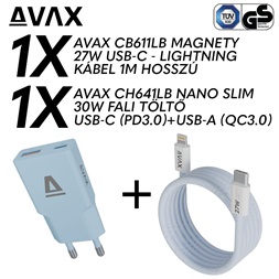 AVAX CH641LB & CB611LB – 30W GaN Gyorstöltő & 27W Mágneses Lightning Kábel csomag