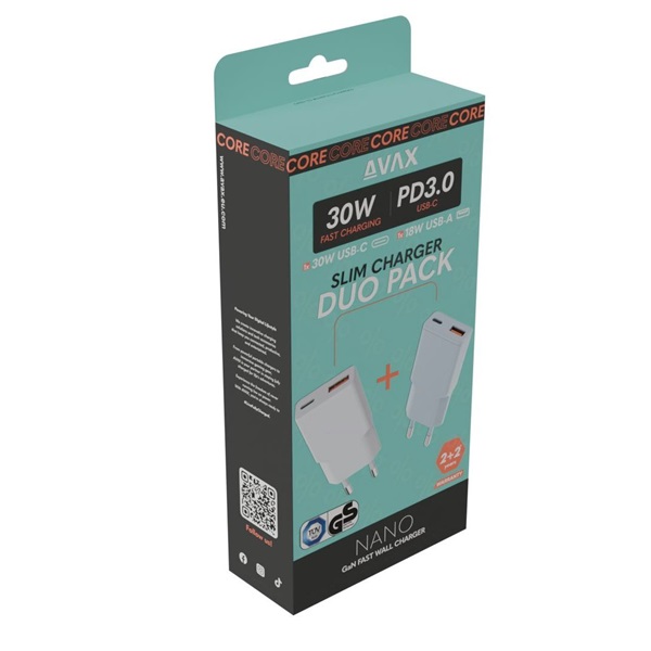 AVAX CH641W & CH641LB – 30W GaN USB-C & USB-A Gyorstöltő Duo