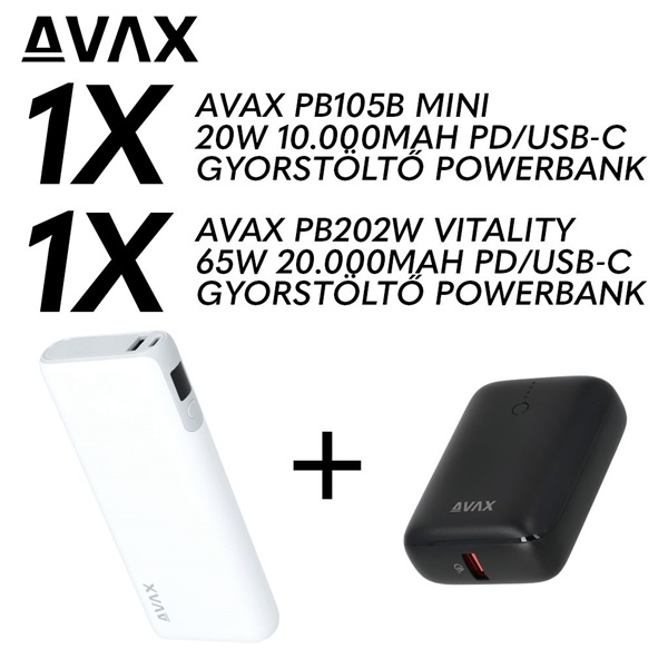 AVAX PB105B & PB202W – 20W & 65W (10.000mAh & 20.000mAh) Powerbank Duo