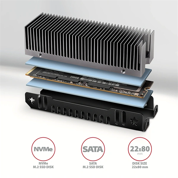 AXAGON CLR-M2XT hűtőborda M.2 SSD-hez