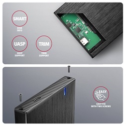 AXAGON EE25-XA6 ALINE box fekete külső alumínium 2,5" HDD/SSD ház
