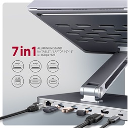 AXAGON HMC-STND ALU laptop állvány dokkoló állomással