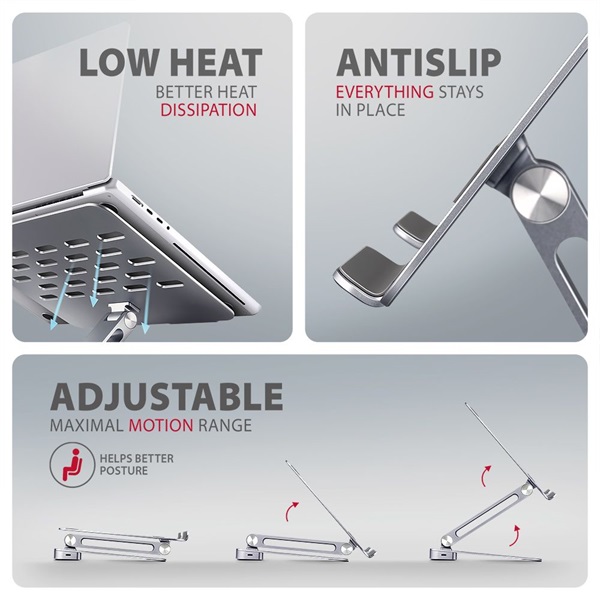 AXAGON HMC-STND ALU laptop állvány dokkoló állomással