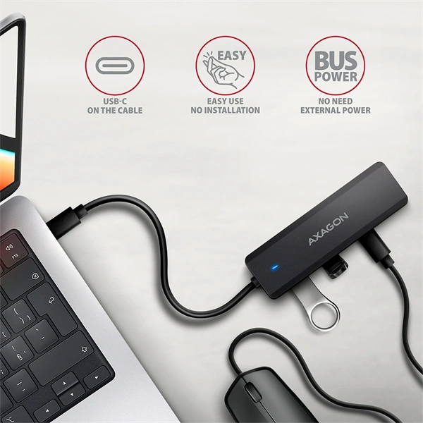 AXAGON HUE-C2C USB-C 5Gbps utazó hub