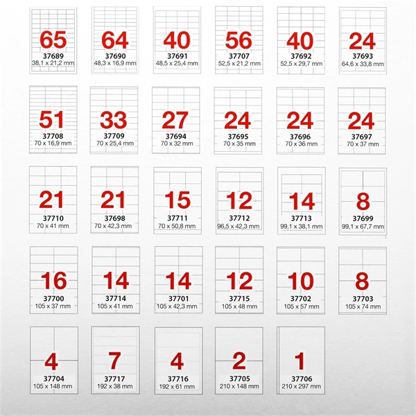 A-Series 52,5x21,2mm 100 lap, 5600 db-os etikett