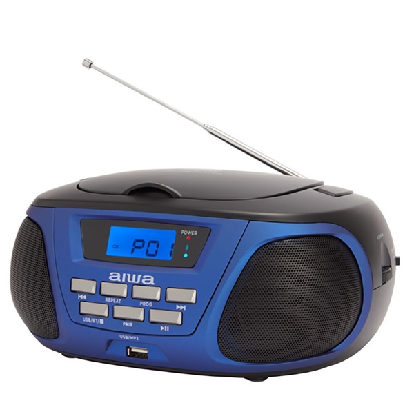 Aiwa BBTU-300BL hordozható kék-fekete rádiós CD lejátszó