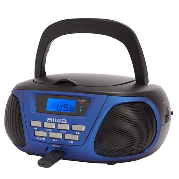Aiwa BBTU-300BL hordozható kék-fekete rádiós CD lejátszó