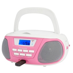 Aiwa BBTU-300PK hordozható pink rádiós CD lejátszó