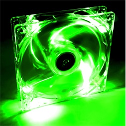 Akyga 120mm Molex 4 LED zöld ház hűtőventilátor