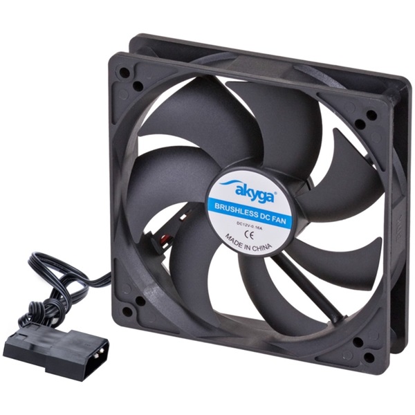 Akyga 120mm Molex fekete ház hűtőventilátor