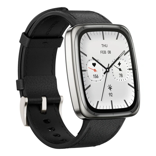 Amazfit Active 2 (Square) Black Leather Prérmium NFC fekete okosóra