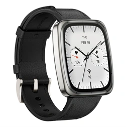Amazfit Active 2 (Square) Black Leather Prérmium NFC fekete okosóra