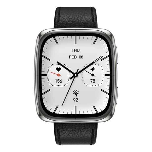 Amazfit Active 2 (Square) Black Leather Prérmium NFC fekete okosóra