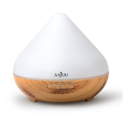Anjou AJ-AD001 világosbarna fa mintázatú ultrahangos illóolaj párásító LED fénnyel