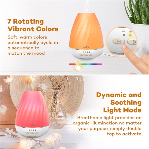 Anjou AJ-ADA003 fehér ultrahangos illóolaj párásító LED fénnyel