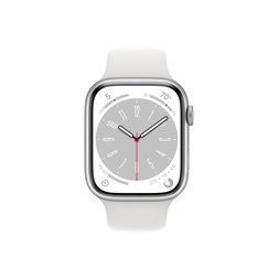 Apple Watch S8 Cellular (45mm) ezüst alumínium tok, fehér sportszíjas okosóra