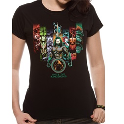 Aquaman Movie - Unite The Kingdoms fekete női póló, XL méret (fitted)