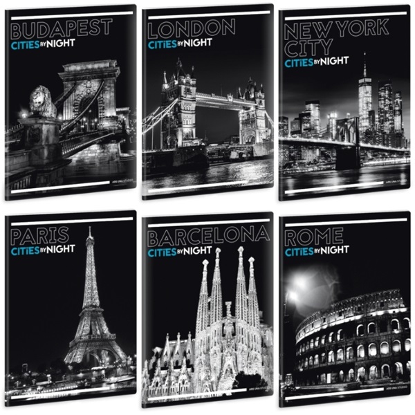 Ars Una Cities By Night A5 extra kapcsos kockás füzet