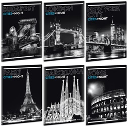 Ars Una Cities By Night A5 extra kapcsos kockás füzet