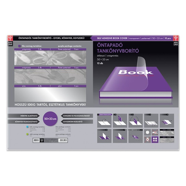 Ars Una 50x33cm virágmintás öntapadós 10db-os tankönyvborító