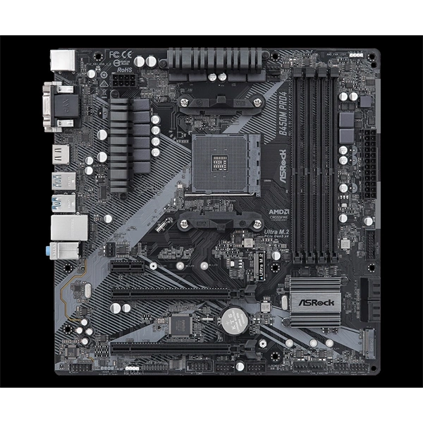 Asrock B450M PRO4 R2.0 desktop alaplap microATX
