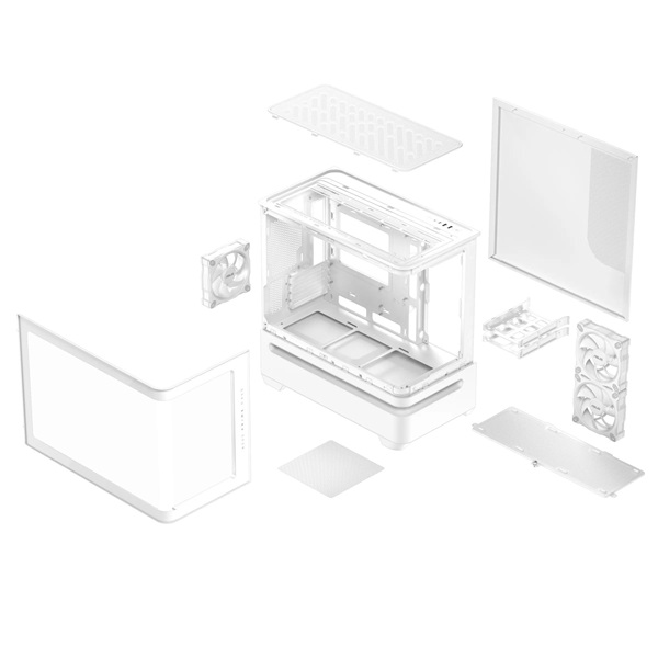 Asus PRIME AP202 fehér (táp nélküli) ablakos ARGB mATX ház