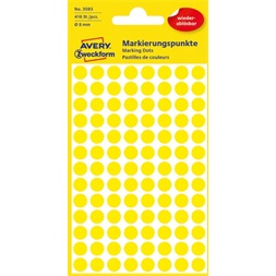 Avery 3593 8mm visszaszedhető 416db-os napsárga jelölőpont
