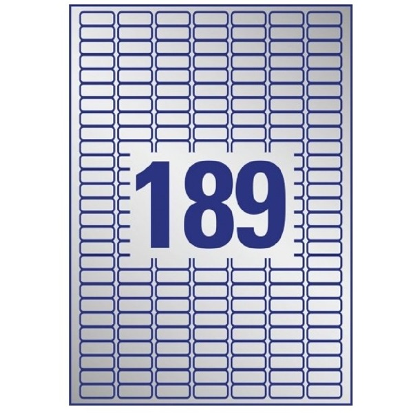 Avery L6008-20 25,4x10 mm vízálló 3780 db-os ezüst etikett