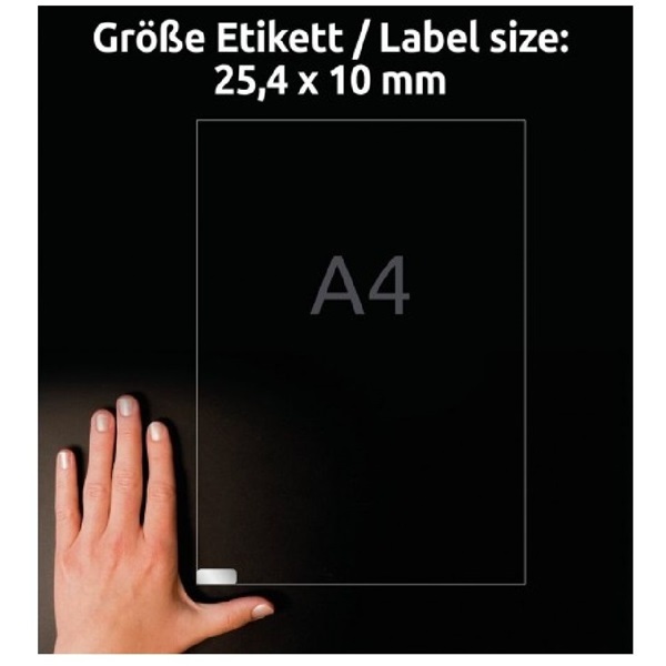 Avery L6008-20 25,4x10 mm vízálló 3780 db-os ezüst etikett
