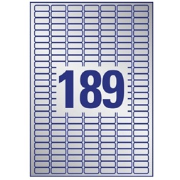 Avery L6008-20 25,4x10 mm vízálló 3780 db-os ezüst etikett