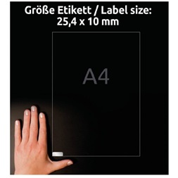 Avery L6008-20 25,4x10 mm vízálló 3780 db-os ezüst etikett