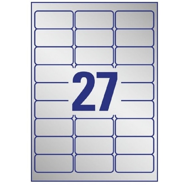 Avery L6011-20 63,5x29,6mm vízálló 540db-os ezüst etikett