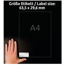 Avery L6011-20 63,5x29,6mm vízálló 540db-os ezüst etikett