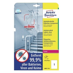 Avery L8011-10 antimikrobiális 210x297mm átlátszó fóliacímke