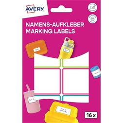 Avery NAME16C iskolai 46x33 mm 16 db öntapadós színes vízálló fólia