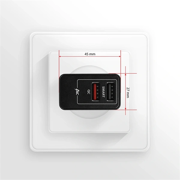 Axagon ACU-QS24 QC3.0 + 5V-1.2A fekete fali töltő
