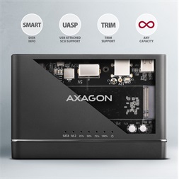 Axagon ADSA-CC USB-C 10Gbps NVMe M.2/SATA 2,5"/3,5" HDD/SSD másoló