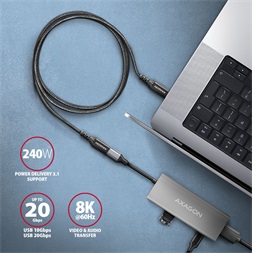 Axagon BUCM32-CF15AB 1,5m USB C fekete hosszabbító kábel