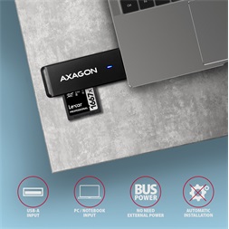 Axagon CRE-S2N Superspeed USB 3.2 Gen 1 Type-A, slim SD/microSD kártyaolvasó